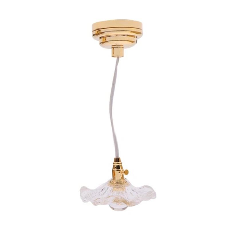 

Elegant Chandelier Ceiling Lamp Miniature Furniture Model Doll Houses Accessory Realistic Lighting Toy Playset 1:12 чистий