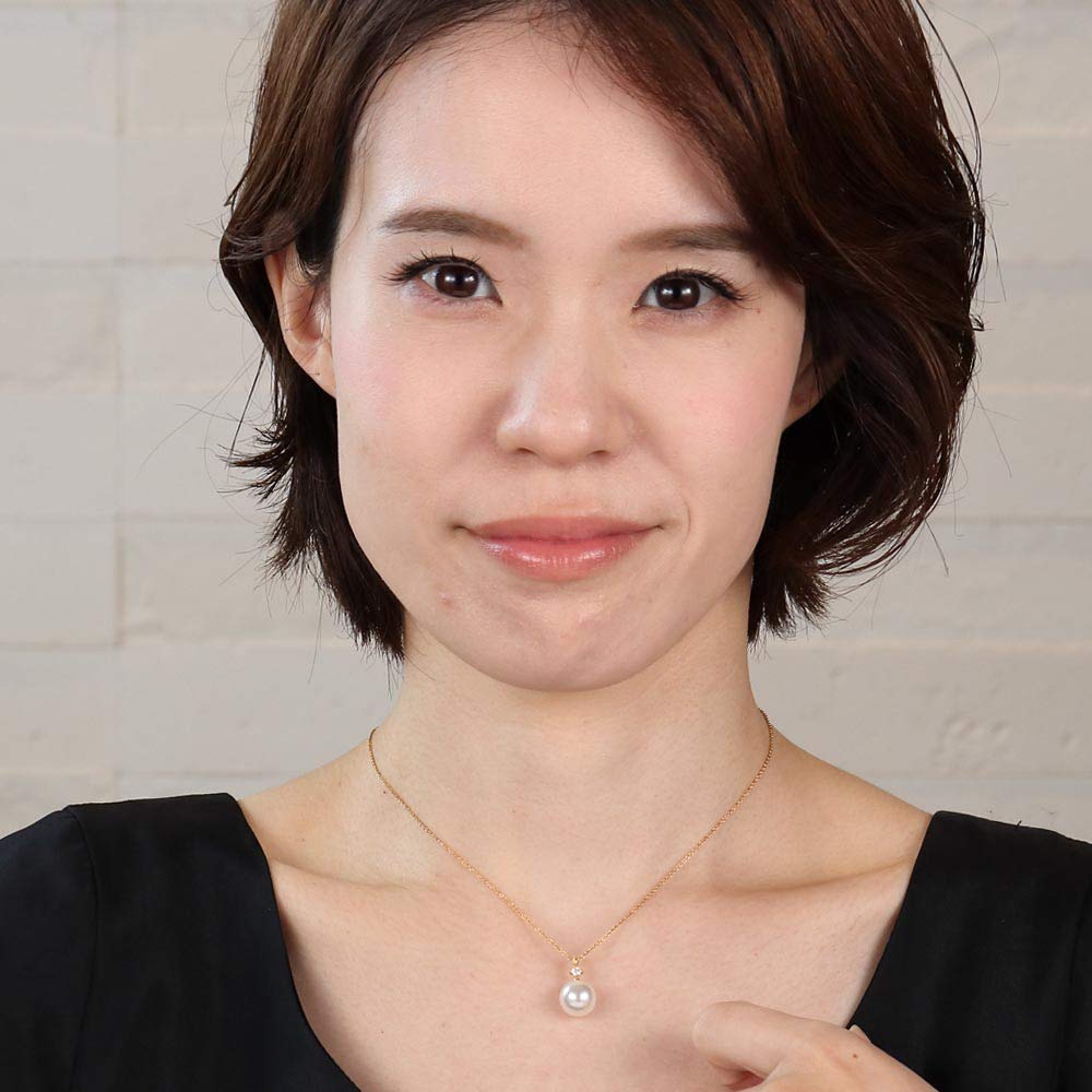 VOTRE COUTURE Luxury Domestic Pearl Necklace Single Pearl Pendant 10mm One Size Fits Most Gold White Women's