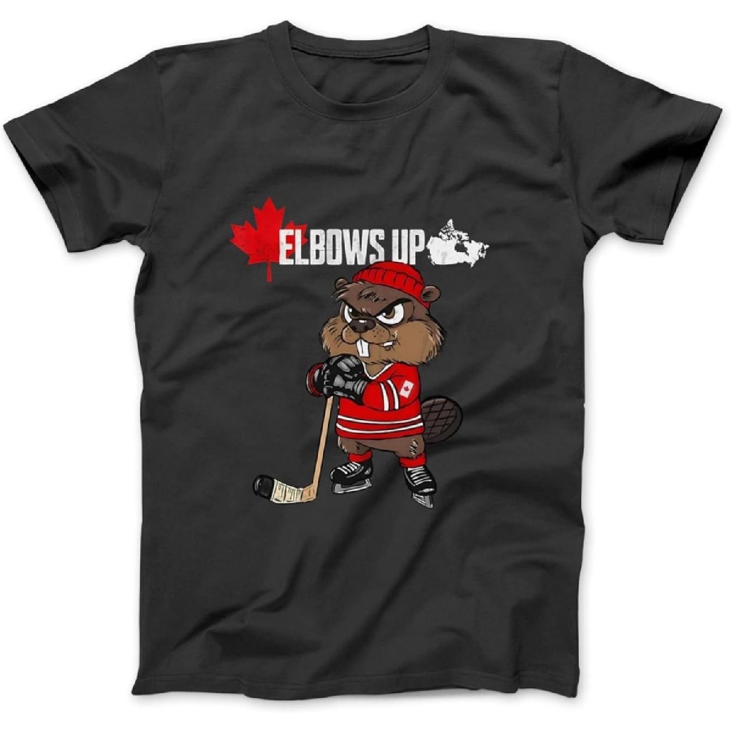 Proud Canadian Hockey Beaver Canada Leaf Elbows Up Canada Long Sleeve, T-Shirt, Sweatshirt, Hoodie for Men Women Kids Made in Canada Black XXXXXL разноцветный