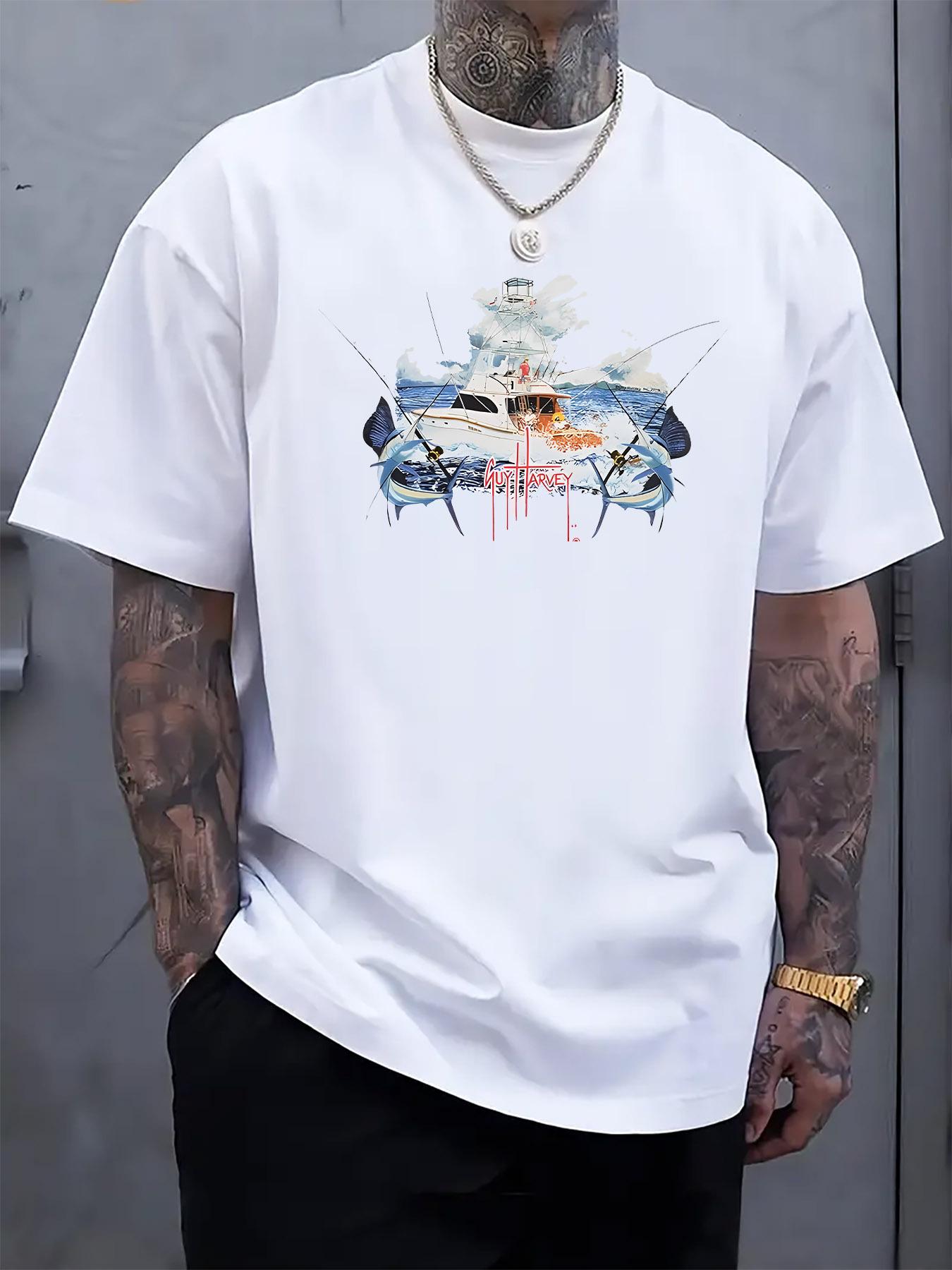 Casual Fishing Graphic Print T-shirt S