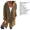 Women Woolen Coat Autumn Winter Loose Mid Length Overcoat Turn Down Collar Single Breasted Long Sleeves Solid Color Pockets Commuting Dating Jacket
