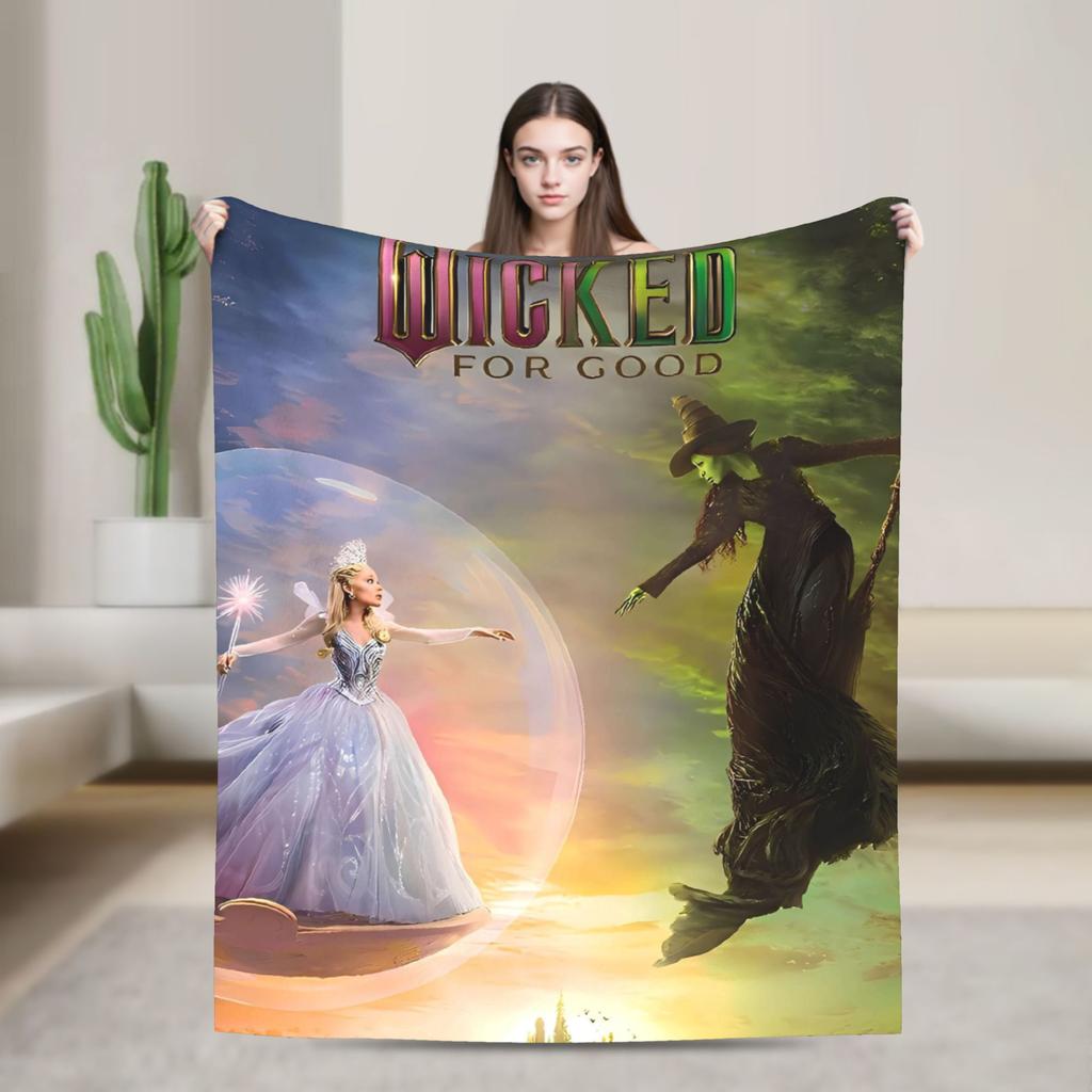 Wicked 2 Musical Movie Glinda Poster Soft Warm Blanket Plush Throw Blanket Novelty Home Decor Flannel Bedspread Sofa Bed Cover