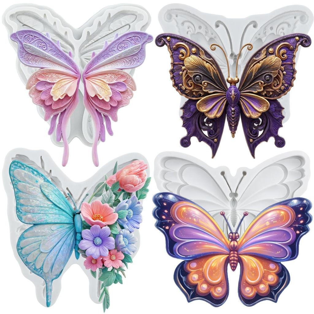 Butterfly Silicone Mold Butterfly Flower Fondant Molds Cake Decorating Tools Cupcake Topper Candy Sugar Craft Gum Paste Polymer Clay