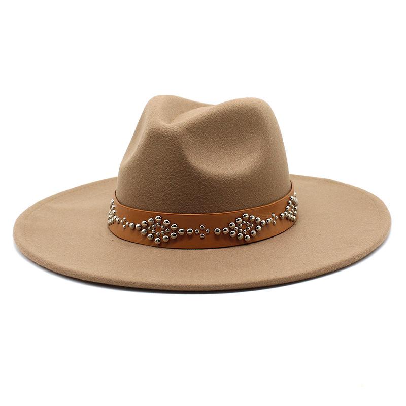 2022 Fedora Hat for Women Retro Wool Felt Jazz Hat 9.5CM Wide Brim Church Wedding Hat Street Fashion Black Dress Cap