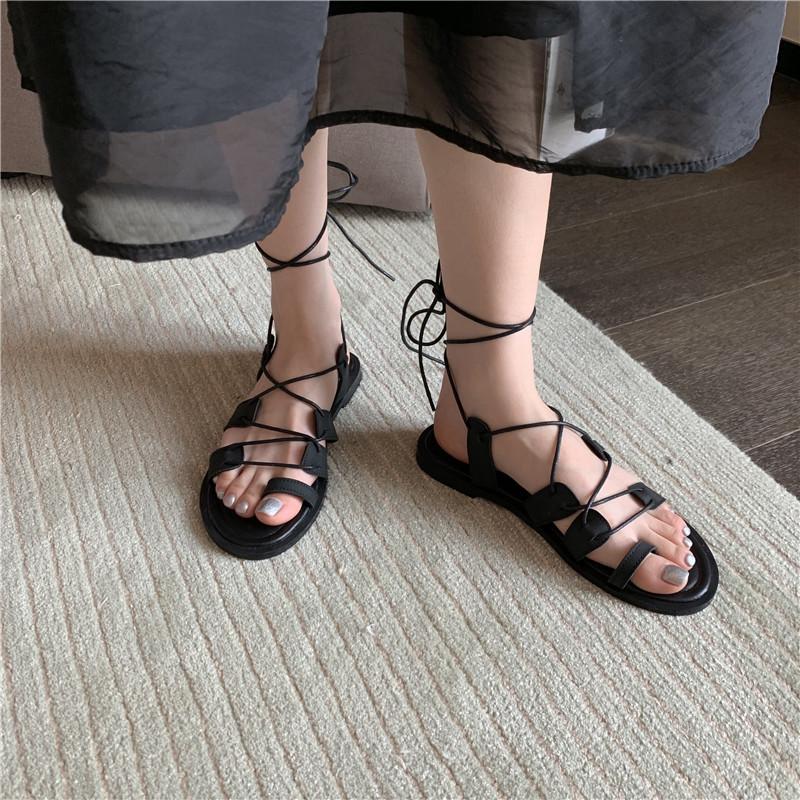 Fashion Flat Sandal Shoe 2025 Summer Suit Female Beige Soft Clear Heels Without Black Low New Beach Comfort Girls Casual Solid Microfibe