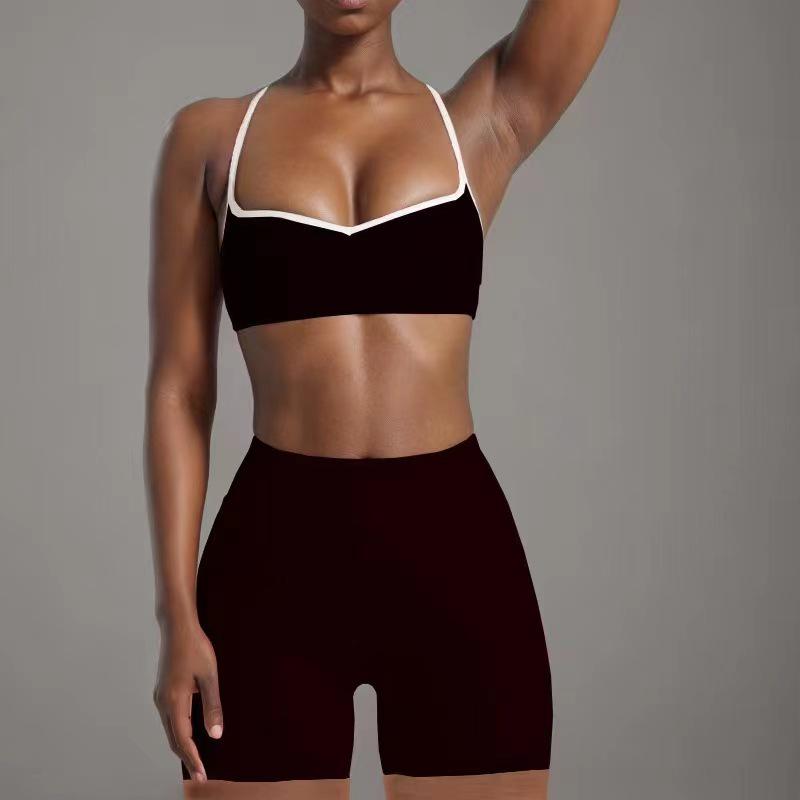 

Персиковый комплект для йоги: Шорты и длинные брюки с эффектом подтяжки ягодиц, высокоэластичный спортивный бюстгальтер и фитнес-жилет Medium