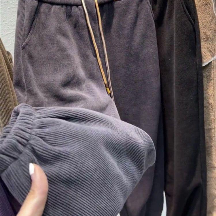 

Women s High Waist Lambswool-Lined Harem Sweatpants - Winter Warm, Thick, Casual, Loose Fit M темно-серого