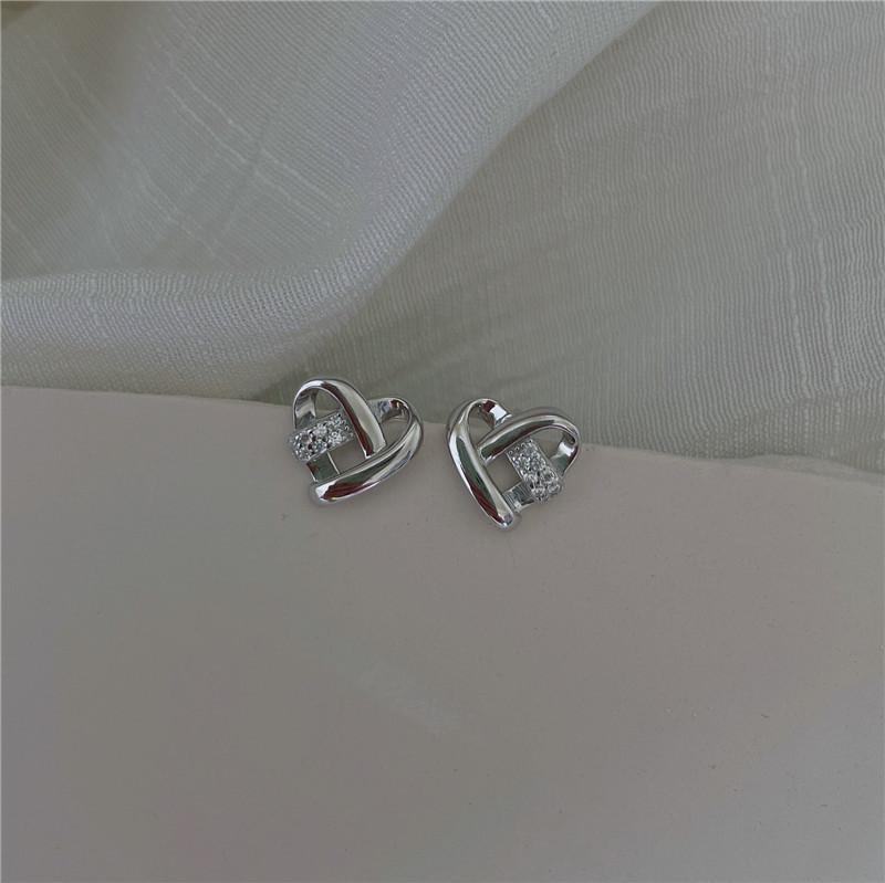 

Серьги-гвоздики «Вечность любви» для пирсинга ушей серебряного/золотого цвета, модные серьги в форме сердца для женщин, шикарные свадебные украшения серебряный