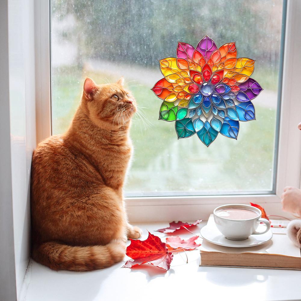 Colorful Mandala Balcony Glass Window Home Beautification and Decoration Electrostatic Window Stickers