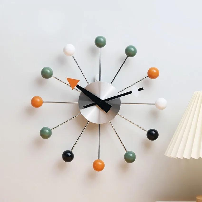 Modern Wall Clock Silent Non Ticking 13 Inch Pop Color Decorative Ball Clocks for Living Room Kitchen Office Wall Clocks