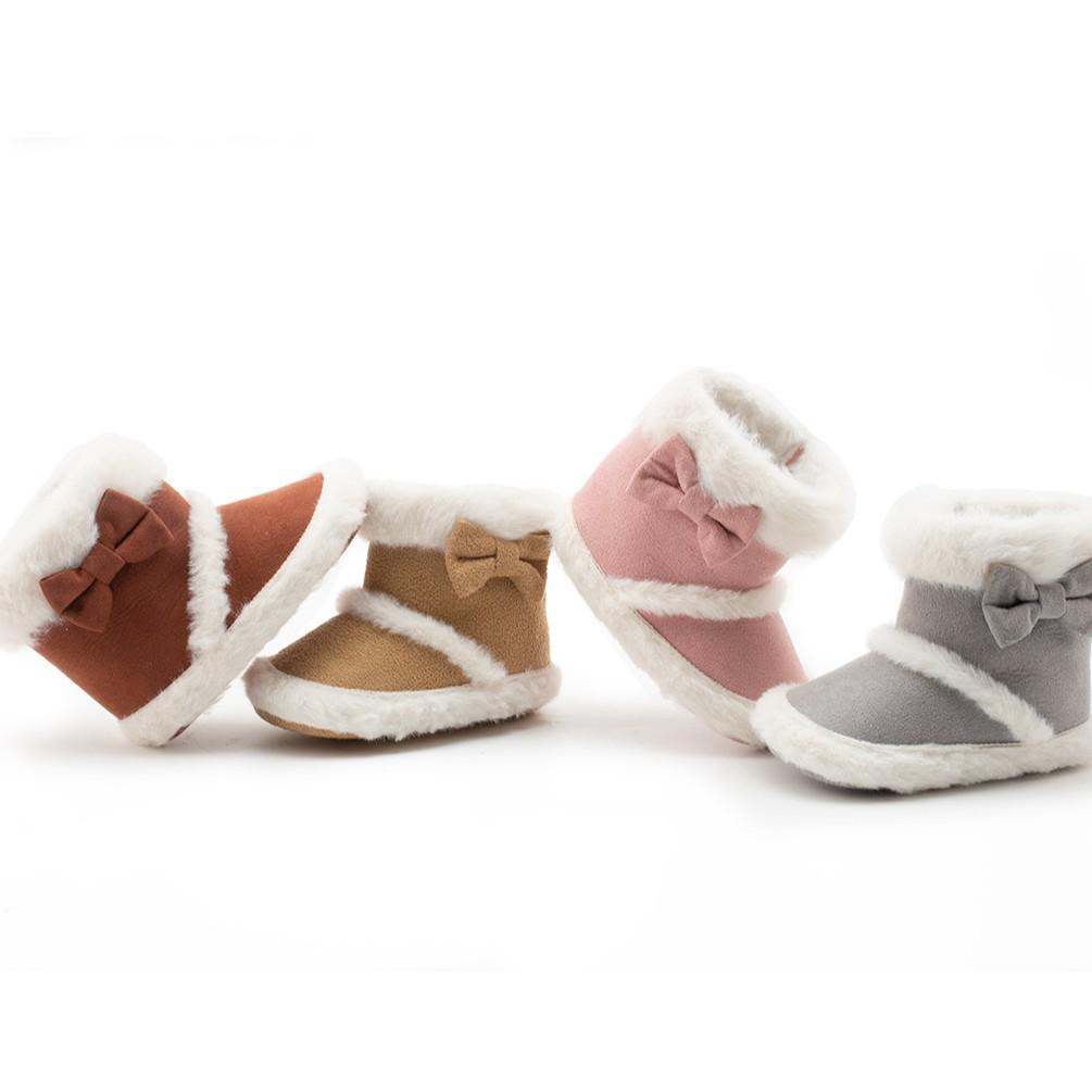 2025 Herbst/Winter Kleinkind Baumwollstiefel: Mit Schleife, Mehrfarbig, Rutschfeste Weichsohle