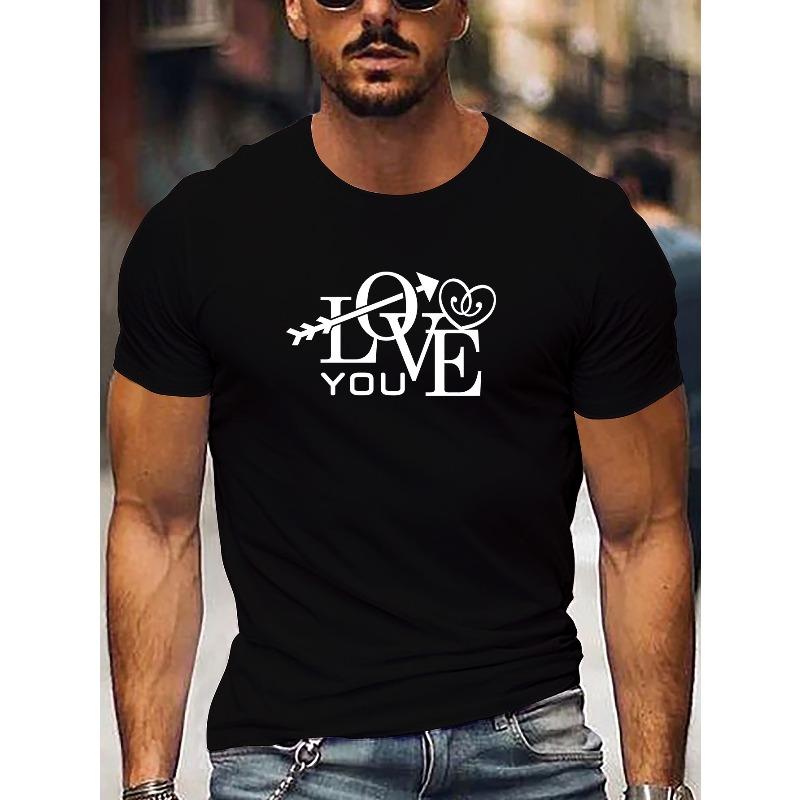 Deer Print Tee Shirt, Tees for Men, Casual Round Neck Short Sleeve T-Shirt for Summer