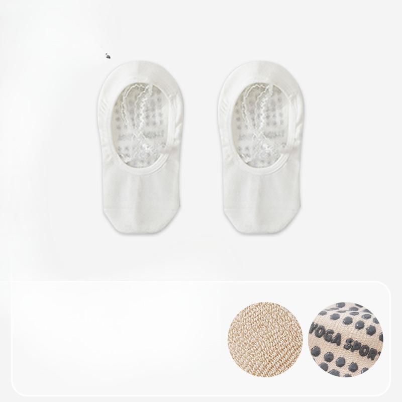 

Female Spring and Autumn Professional Yoga Pilates Sports Hoop Sweat Absorption Silicone Non Skid Boat Socks 1 pair бежевий