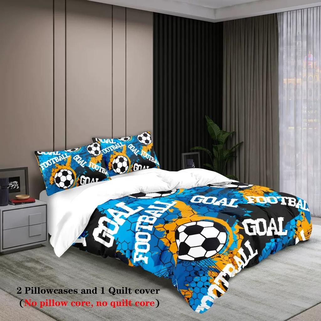 Bedding Three-Piece Set 3D Digital Printing Ink Splashing Football Quilt Cover Three (Four)