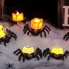 Indoor Festival Atmosphere Lamps Halloween Spider Tea Light Candle, Battery Operated Flameless Flickering LED Fake Candles Spooky Eyeball Skull