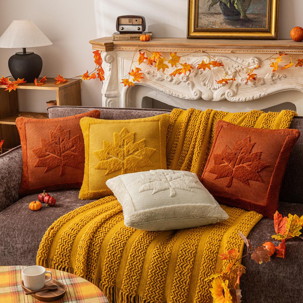 Halloween Pumpkin Plush Pillow Cover Home Living Room Sofa Cushion Cover Festive Pumpkin Double-Sided Pillow Cover