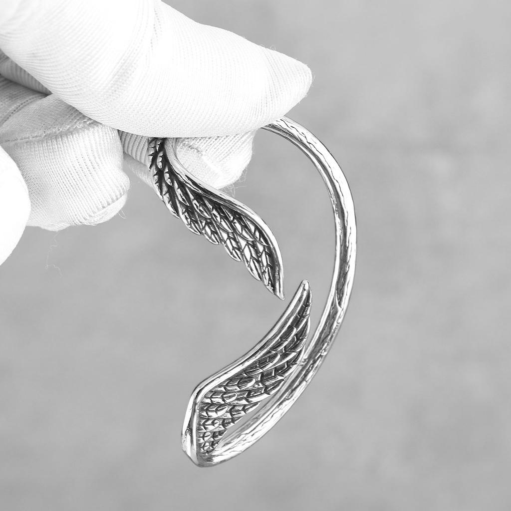 Retro Angel Wing Non - Pierced Ear Clips Stainless Steel Earrings for Men Women Punk Gothic Edgy  Halloween Accessories