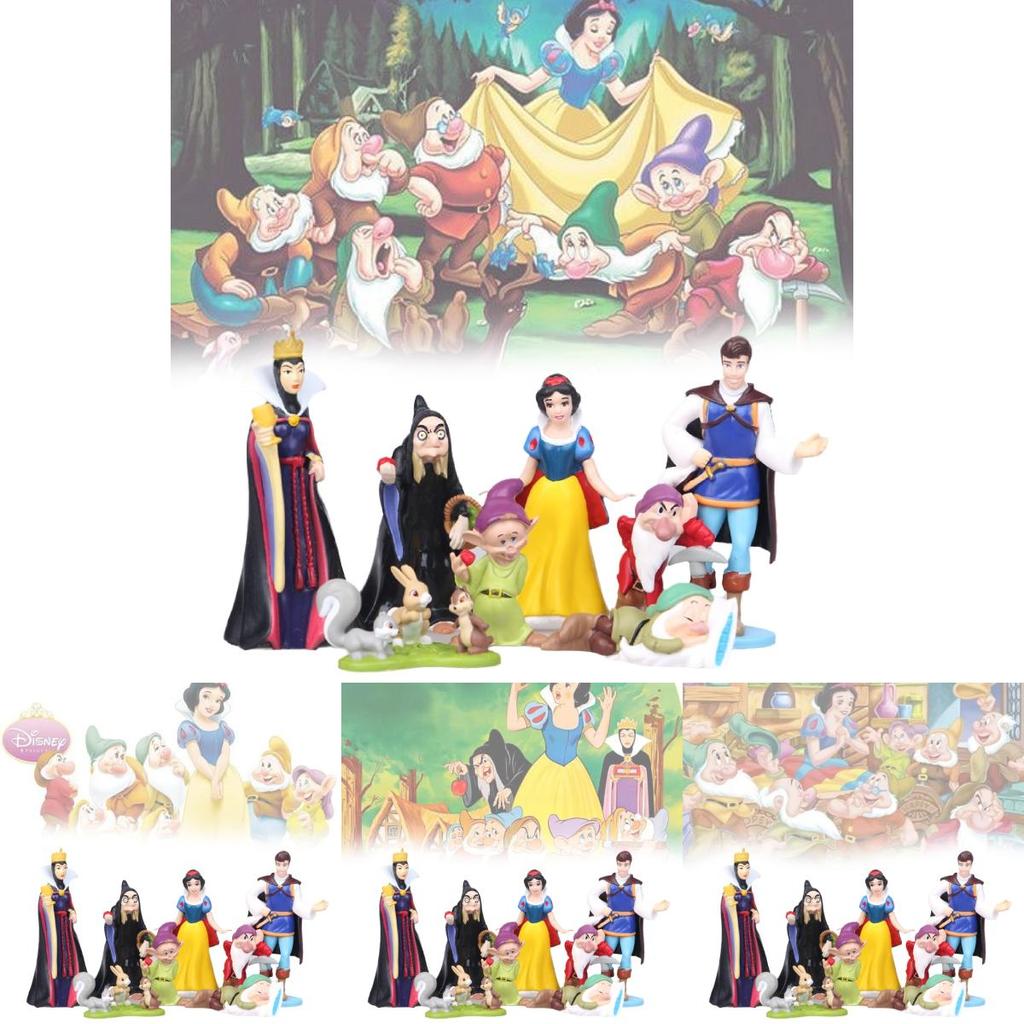 Uroczy Zestaw Figurek Królewny Śnieżki i Siedmiu Krasnoludków Idealny do Dekoracji Tortu