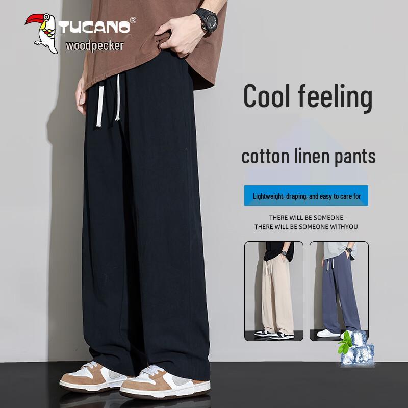 TUCANO Men's Summer Lightweight Cool Cotton Linen Casual Pants