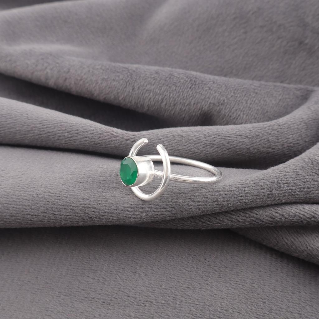 Green Onyx Ring 925 Sterling Silver Handmade Gemstone Jewelry For Christmas Gift RR-54-19