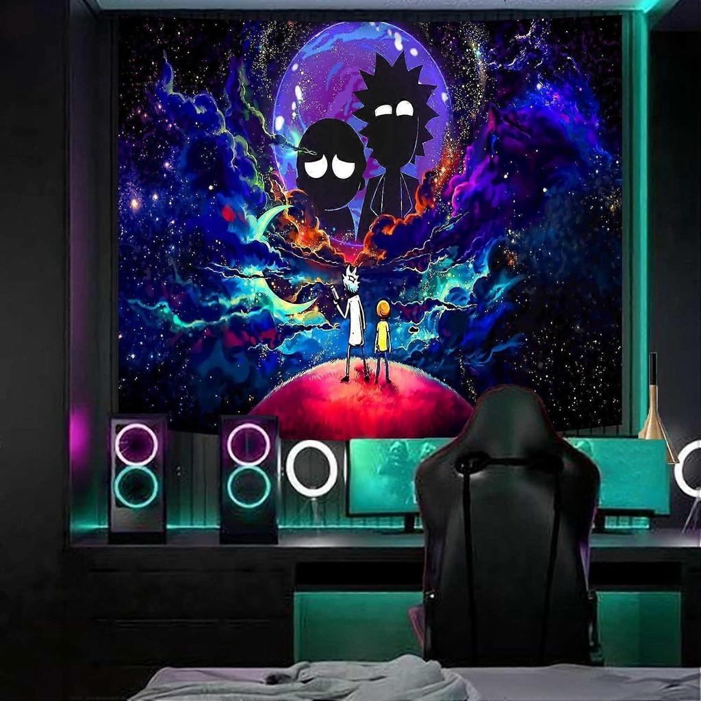 Anime Wall Tapestry for Bedroom, Trip-py Posters Space Wall Tapestry for Men, Cool Black Aesthetic, Hippie Room Decor Wall Hanging Art for Girl Boys P