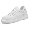 Men's Autumn White Cowhide Sneakers: New Fashion, Thick Sole, Hidden Height Boost, Breathable Round Toe Sports Design