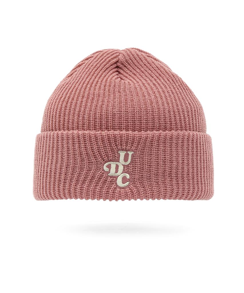 Eondeokeonteulol Winter Short Beanie Ribbed Knit Logo Embroidery Unisex Beanie Hat Beanie / Original Script / Pink