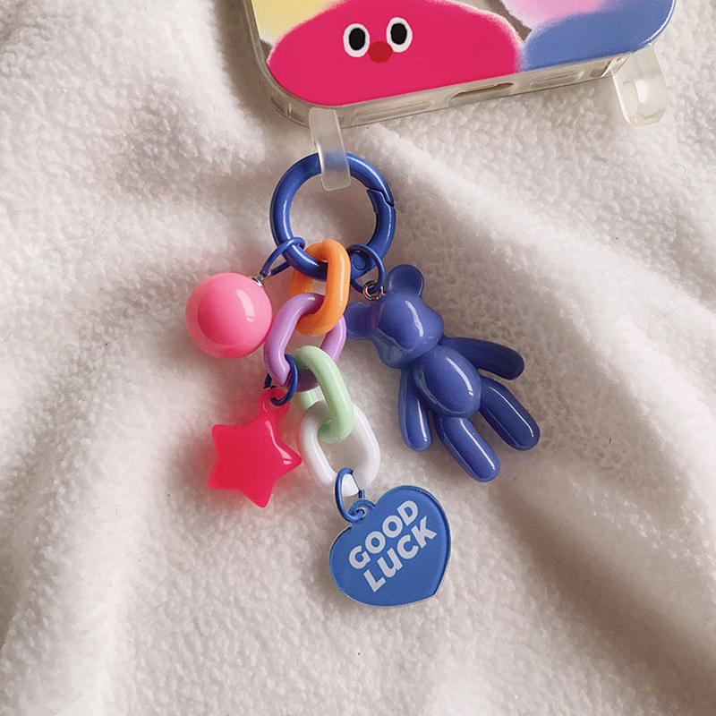Creative Cute Bear Keychain Colorful Bear Bag Decoration Accessories For Women Girls Earphone Protective Case Pendant