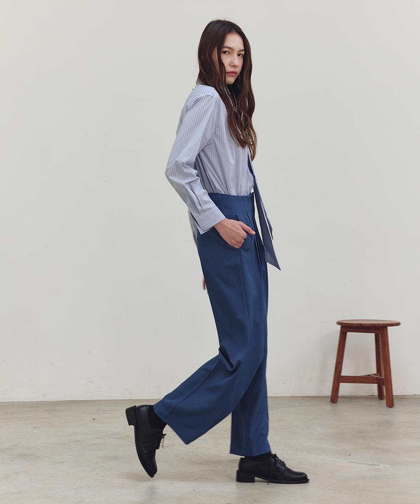 JBYRARA High-Waisted Double-Pleat Pants_Blue