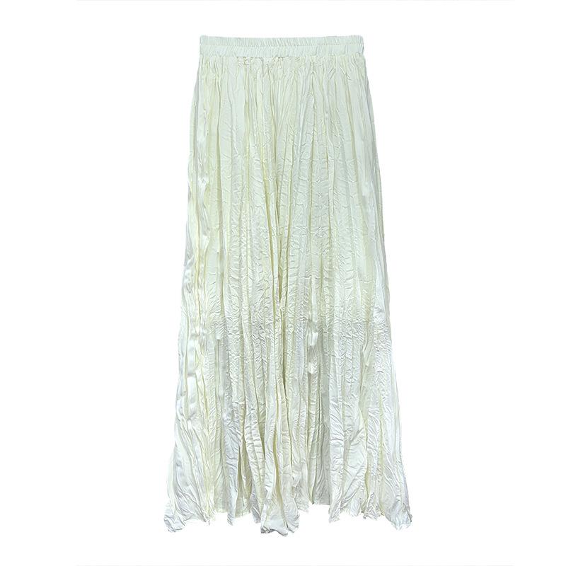 Extended crushed skirt Women's dance long skirt Korean high temperature setting pleated skirt Elegant pleated skirt