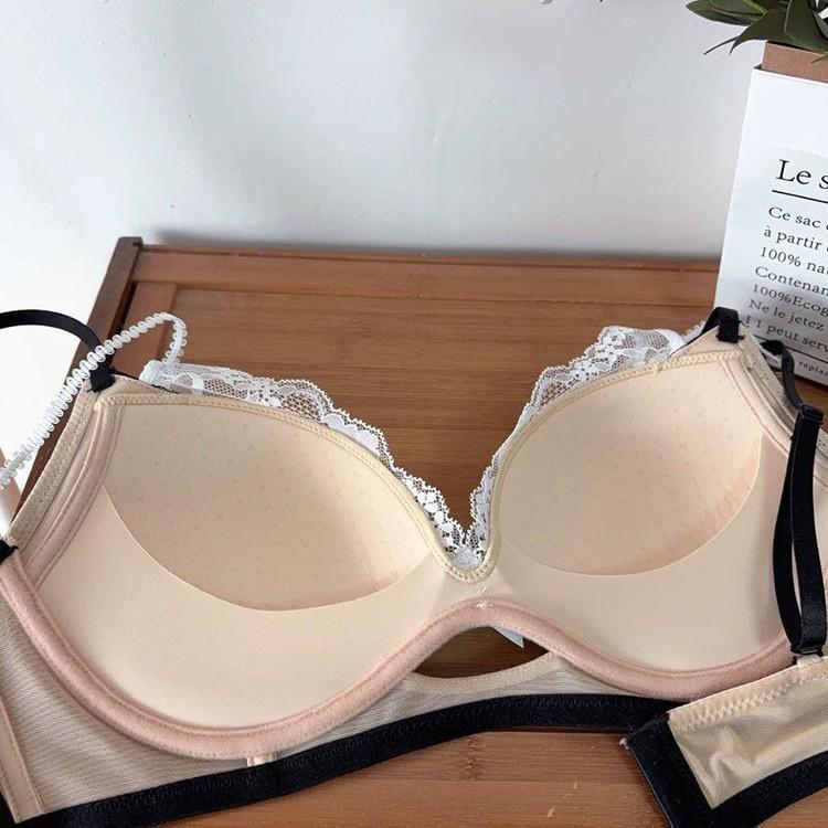 Girl Summer Sexy Sweet Lace Breathable Small Chest Gather Show Big Prevent Droop Pull Up To Support Underwear