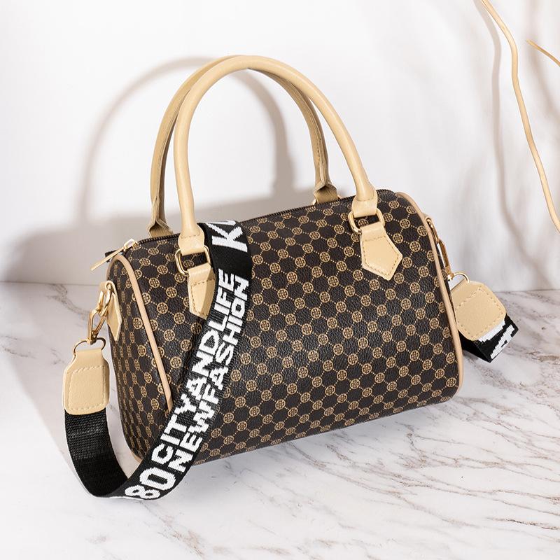 

Retro printed shoulder crossbody portable cylinder bag niche trendy versatile mobile phone change women s bag абрикосовый