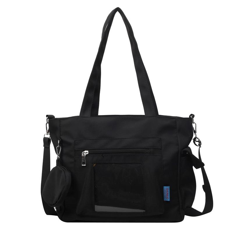 

Полотняна сумка великої місткості Жіноча прозора сумочка Студентський підручник Сумка через плече чорний