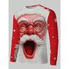 Men's casual long-sleeved T-shirt Santa Claus with white beard and white hair wearing glasses, versatile