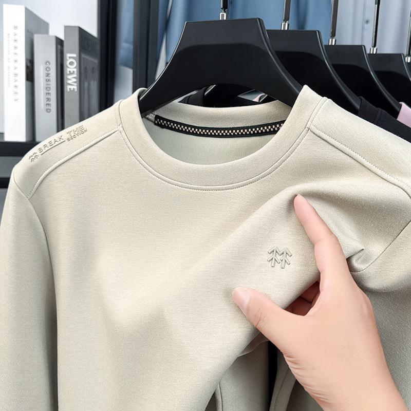Men's 370g Heavyweight Thickened Round Neck Autumn Hoodie 2025 – Mature Fashionable Casual Layer