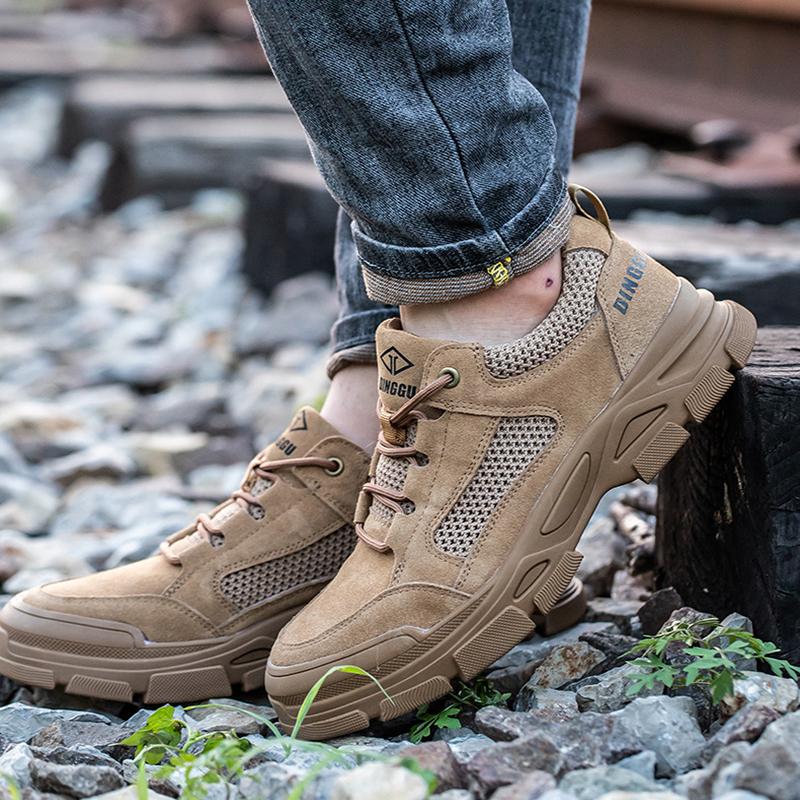 Oulylan New Safety Men's Work Shoes Steel Toe Anti-Puncture Breathable Anti-Slip Lightweight Comfortable Labor Protection Boots