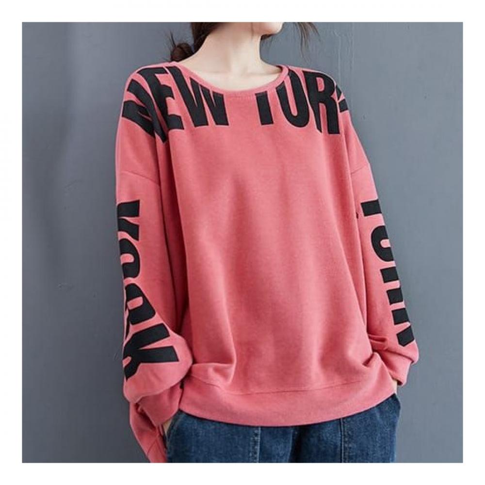 Navava Men LeTTering Round Neck Loose FiT Long Sleeve T shirT nT1437