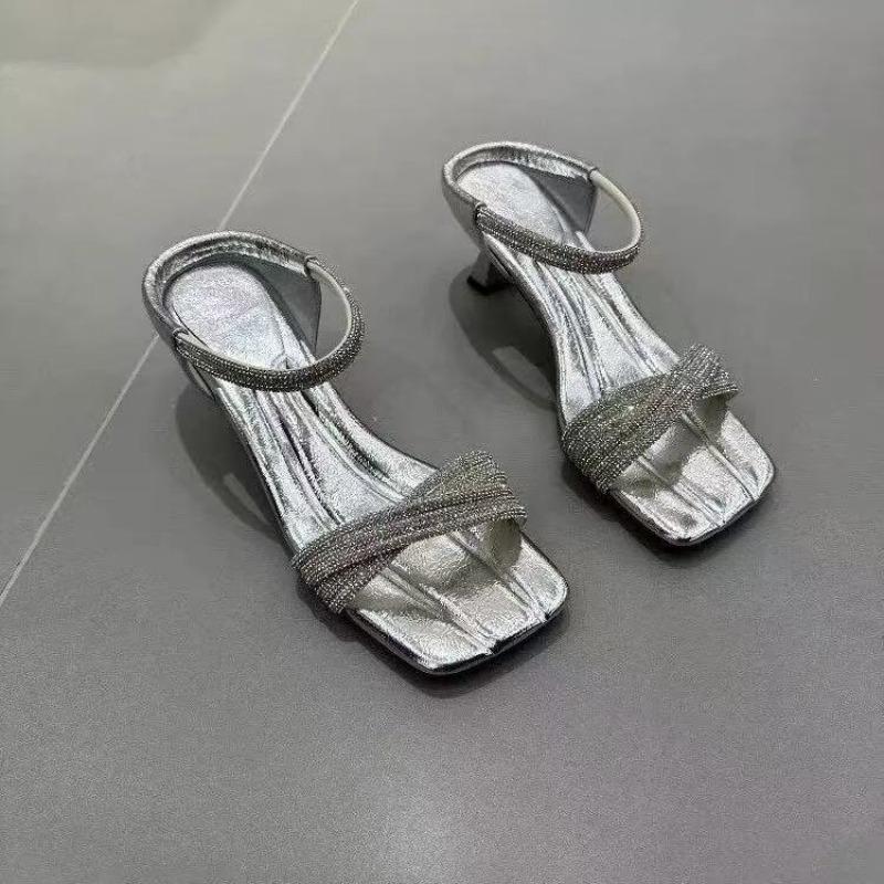 Rhinestone word with cool slippers women's summer wear beautiful high heels stiletto high heels cool slippers