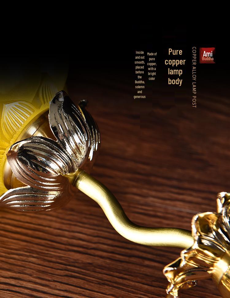 Seven-Color LED Crystal Lotus Lamp for Buddha and Guanyin Offerings