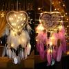 Fancy Dream Catcher With Led Light String Hollow Hoop Heart Shape Pendant Home