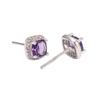 Elegant Purple Diamond Sugar Cube Stud Earrings for Women - Versatile, Luxurious, High-End Fashion Accessories