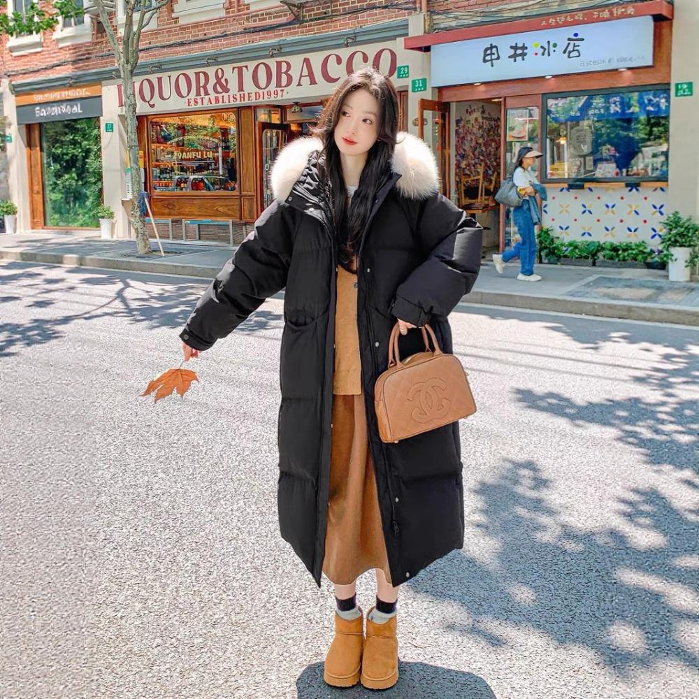 long down cotton-padded clothes for women's Korean thickened cotton-padded jackets, large sweater neck cotton-padded jackets, trendy.