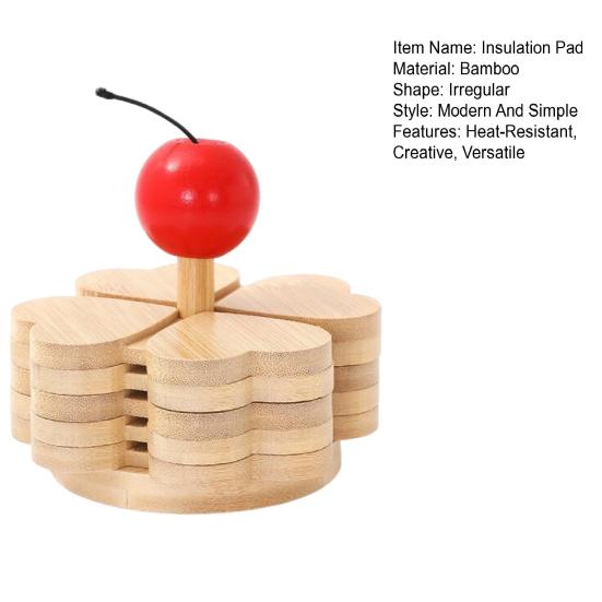 Four-leaf Clover Shape Coaster Heat-Resistant Anti-scalding Placemat Natural Dining Table Mats for Hot Pots