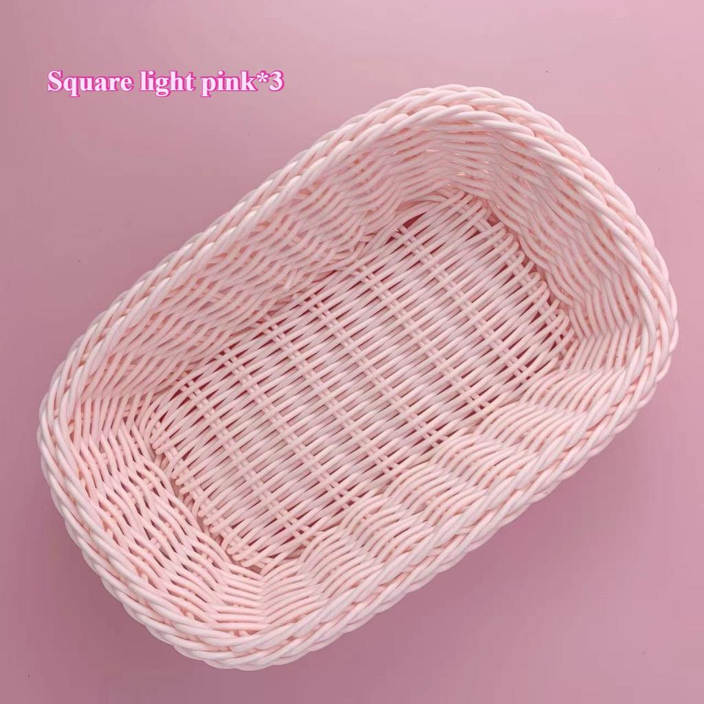 3pcs Love Heart Shape Plastic Rattan Basket Sweet Candy Gift Basket Photo Props Cute Desktop Decoration Cosmetics Fruit Basket