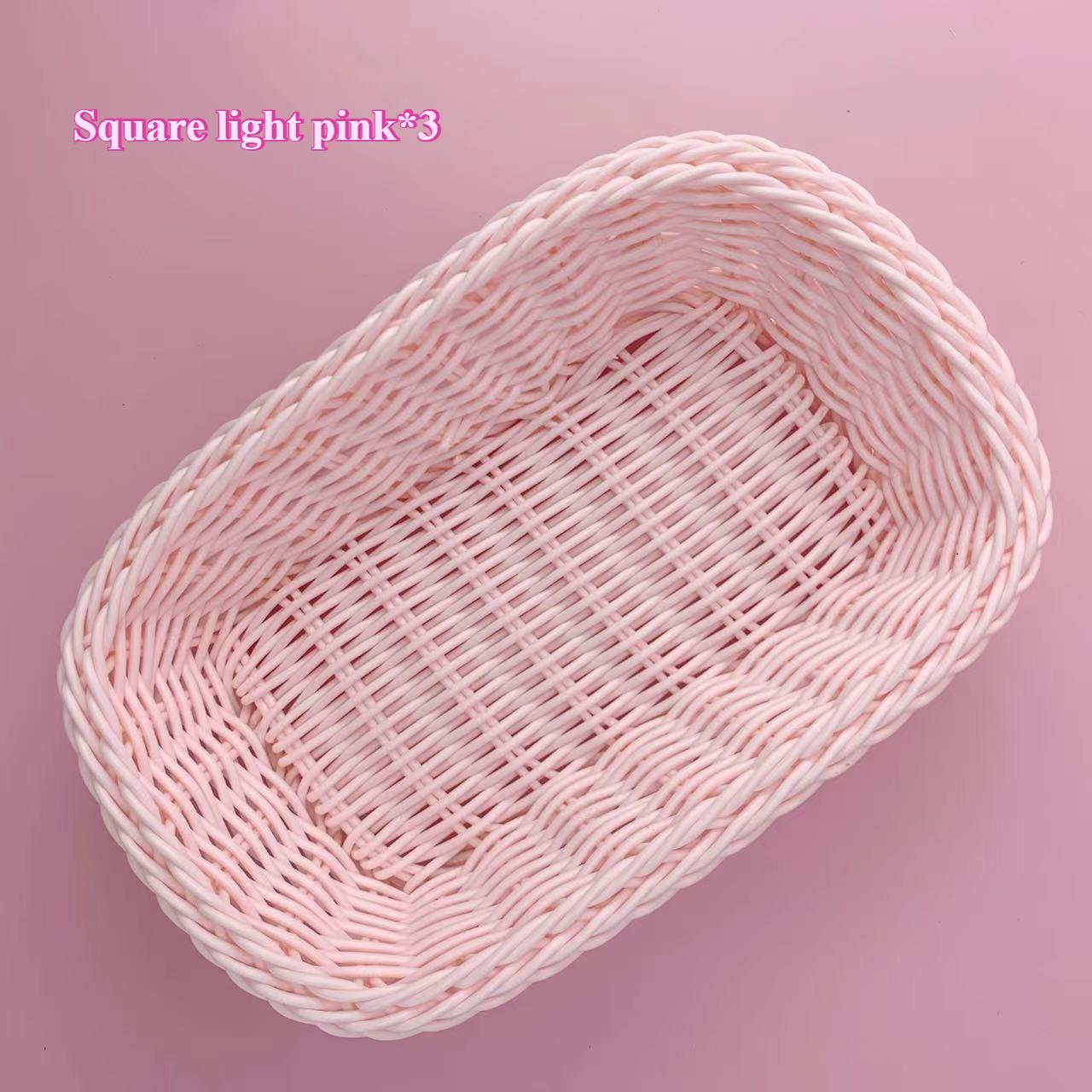 

3pcs Love Heart Shape Plastic Rattan Basket Sweet Candy Gift Basket Photo Props Cute Desktop Decoration Cosmetics Fruit Basket