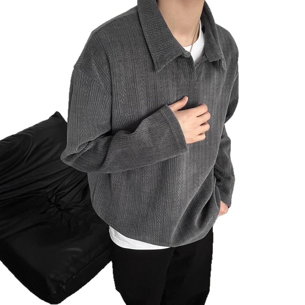 Light Luxury Fashion Pullover Knitted Sweater Loose Solid Color Cool Handsome Men's Sweater Lazy Season Korean Version