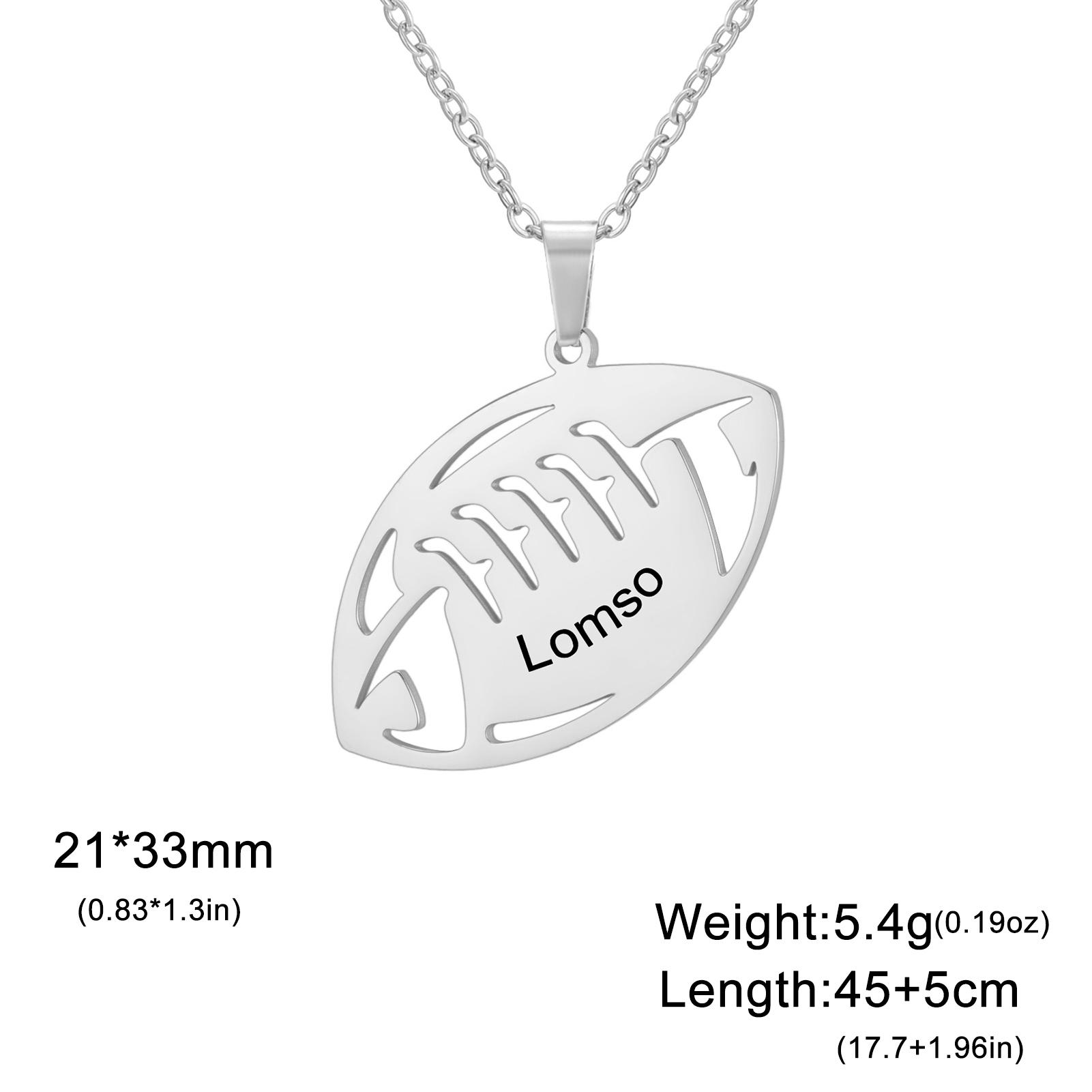 

Lemegeton Custom Name Rugby Necklace Stainless Steel Jewelry Men Women American Football Pendant New Year Valentine s Day Gifts