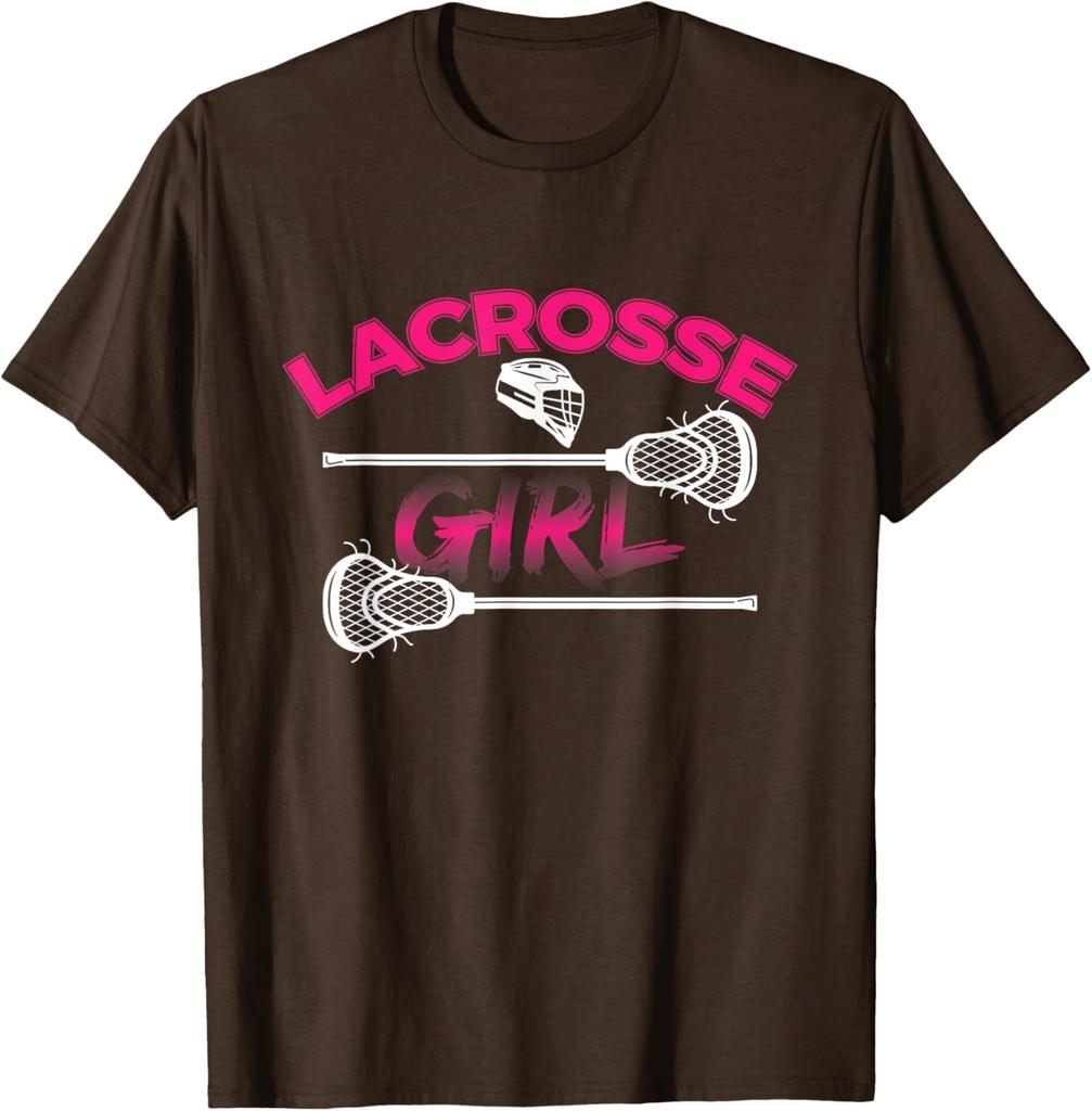 T-shirt Graphique Fille Lacrosse Respirant Manches Courtes Décontracté pour Femmes