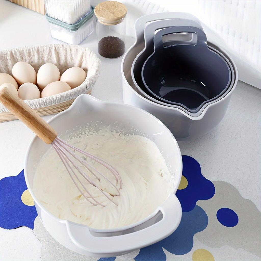 4pcs Plastic Mixing Bowls Set, Non-Slip Salad Bowl, Baking Prep Bowls, Multi-purpose Rinse Bowls, Kitchen Essentials, Various Sizes