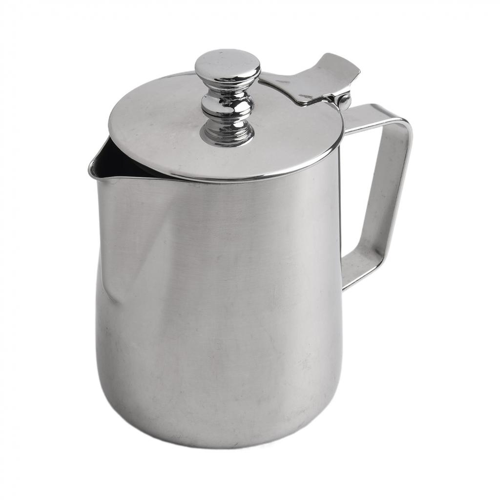 Effortless Frothing and Pouring Stainless Steel Milk Frother Jug with Lid